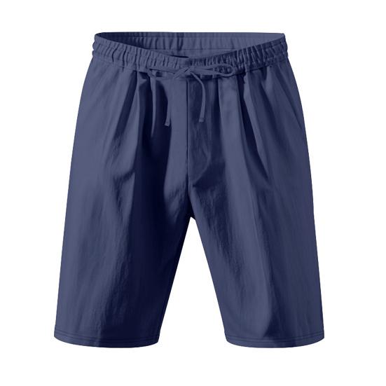 Men Summer Beach Shorts with Pockets Drawstring Elastic Waist Solid Color Versatile Casual Shorts for Daily Wear