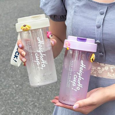 Latest Spacious Straw Plastic Water Bottle With Tea Infuser Filter Charming Lightweight Drinking Bottle Coffee Mugs Juice Milk Cup