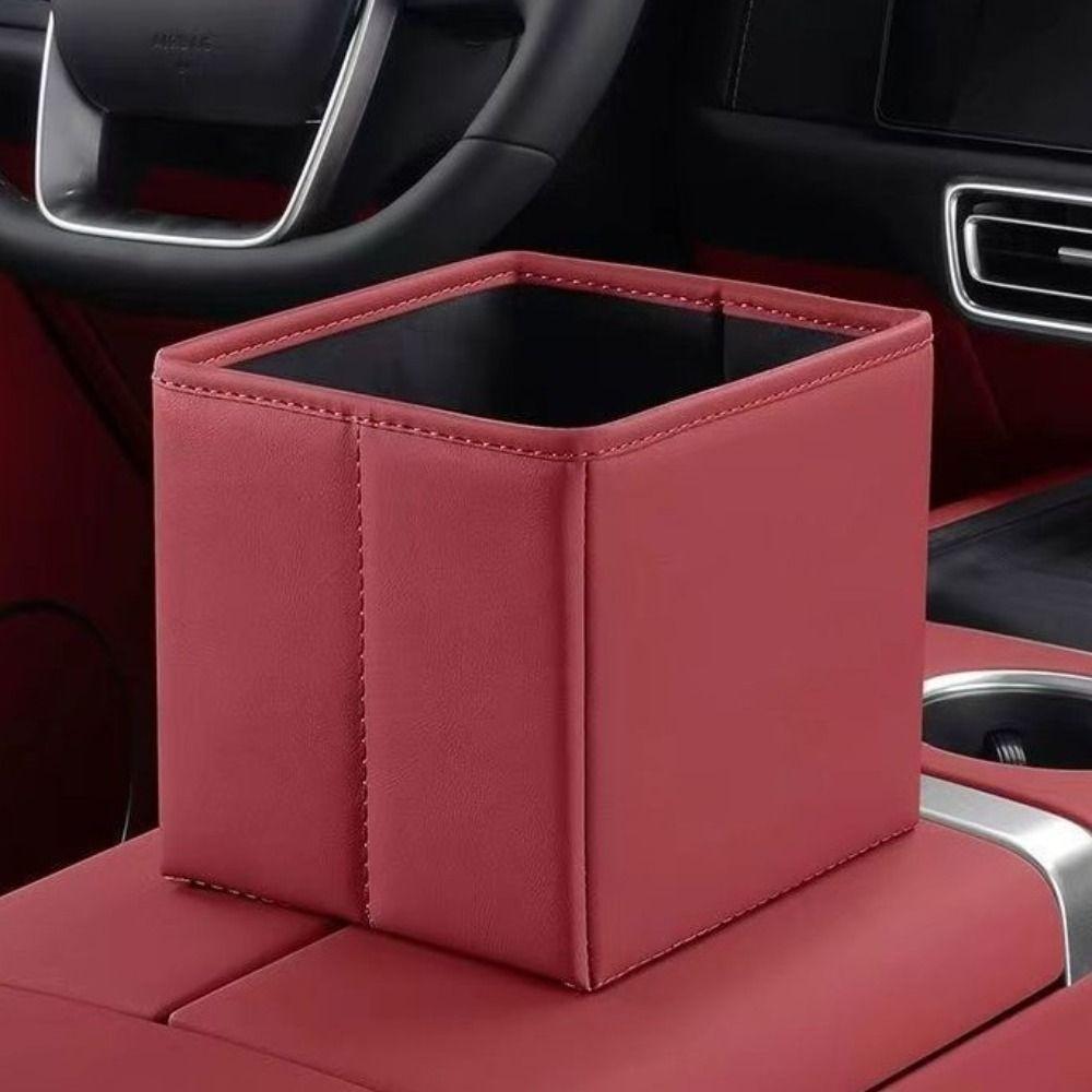 Faux Leather Car Garbage Cans Waterproof Vehicle Trash Can Durable Car Trash Bin  Automotive