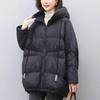 Women's Mid-Length Down Jacket 2024: Winter Loose Fit Plus Size Thickened White Duck Down Coat for Middle-Aged Moms