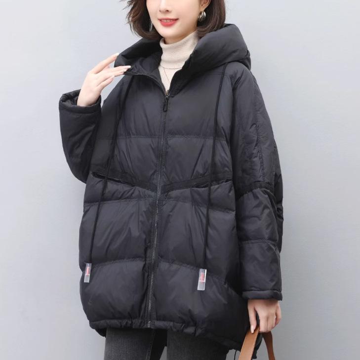Women's Mid-Length Down Jacket 2024: Winter Loose Fit Plus Size Thickened White Duck Down Coat for Middle-Aged Moms
