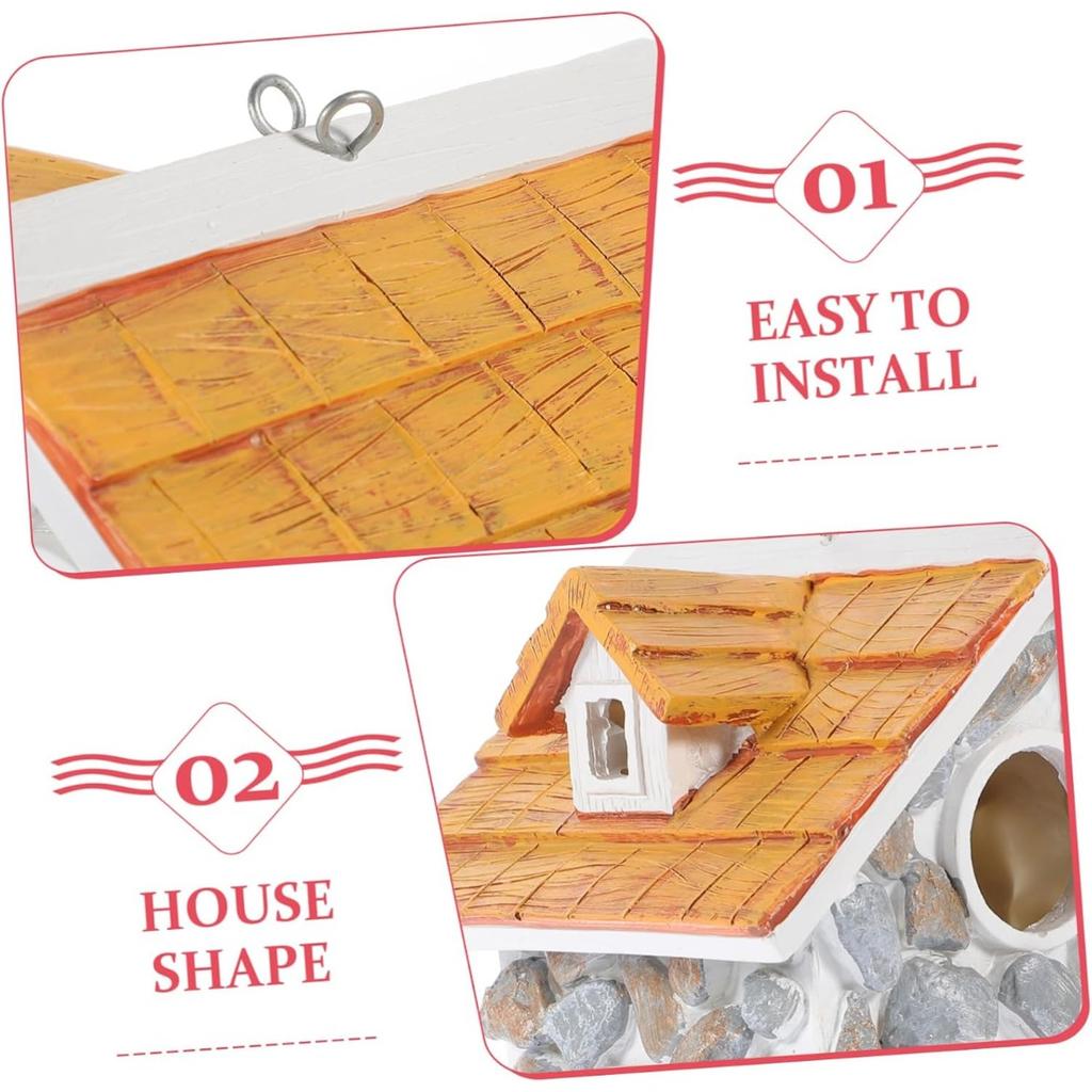 Stabiles Harz-Vogelhaus für Außendekoration Wetter Gartenvogelnest mit stilvollem Design Vogelnestdekoration für Hinterhof und Garten