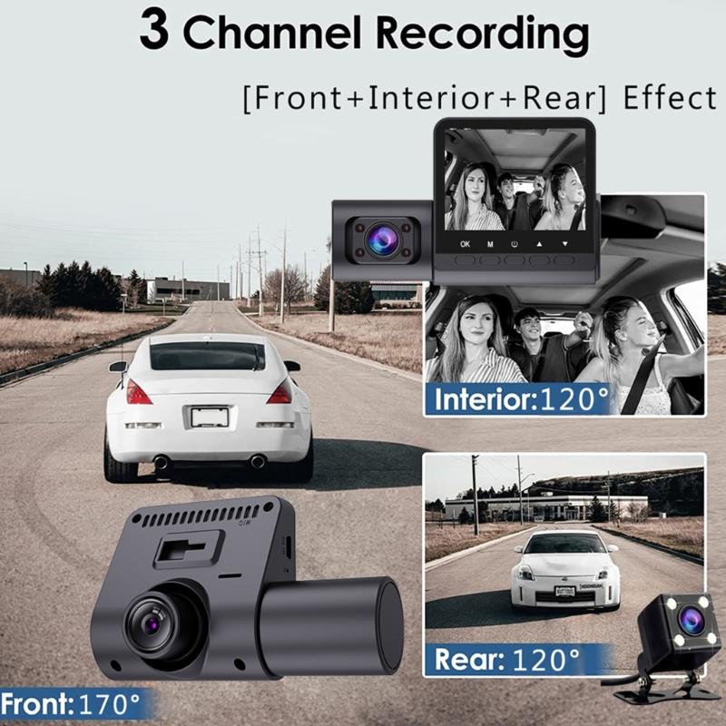 Mini DVR 3 Channel 2.4 Inches DashCam Car Full High-Definition Video Recorder Auto Registrator DashCam Camcorder Cameras