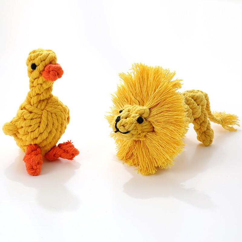 Cotton Rope Dog Toy - Braided Animal Shape Chew Small Medium Dogs