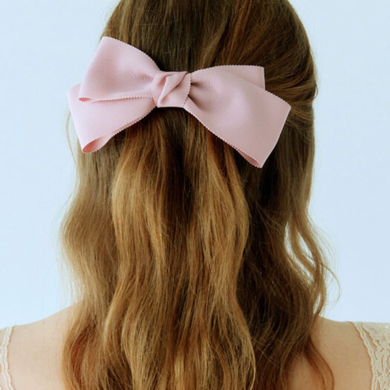 pearlymore ribbed ribbon hairpin (pink)