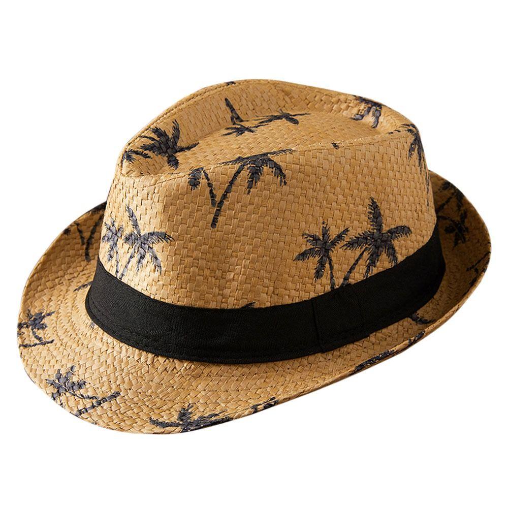 UV Protection Straw Hat Wide Brim Panama Cap Summer Jazz Hat  Men Women