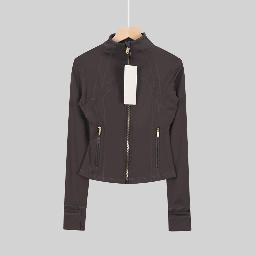 LULULACIE Women's Gold Zipper Stand-up Collar Slim Fit Sports Jacket