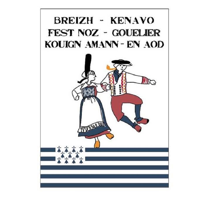 Lot de 2 torchons 50 x 70 cm Bigouden fest noz bretagne