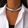 European Punk 18K Gold Titanium Steel Elastic Choker Necklace with Goose Throat Collar