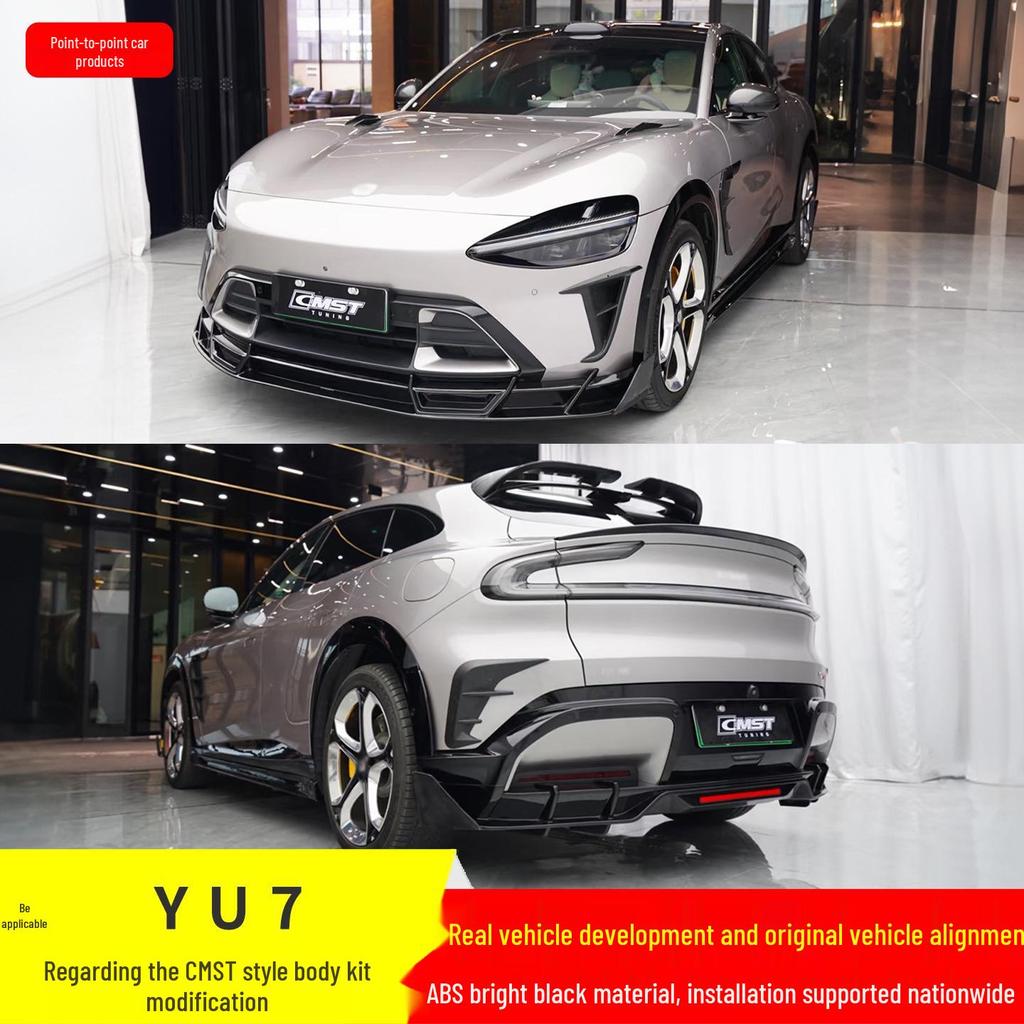 YU7 CMST Style Full Body Kit: Front Lip, Rear Lip, Side Skirts & Tail Wing in Bright Black ABS