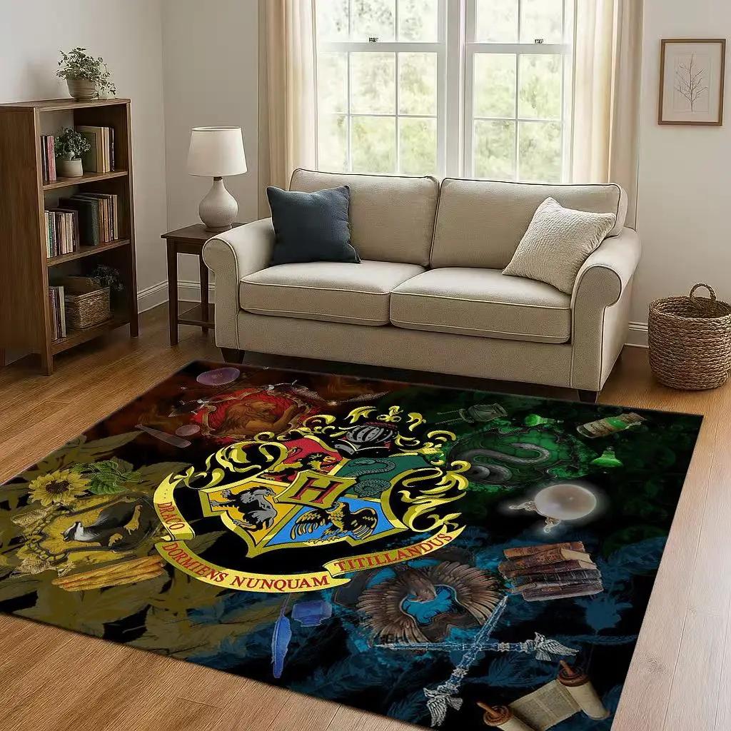 HD H-Hogwarts Sign Cartoon Living Room Non-Slip Area Rug Soft Carpet For Bedroom Playroom And Sofa,Easy Clean Home Decor Doormat