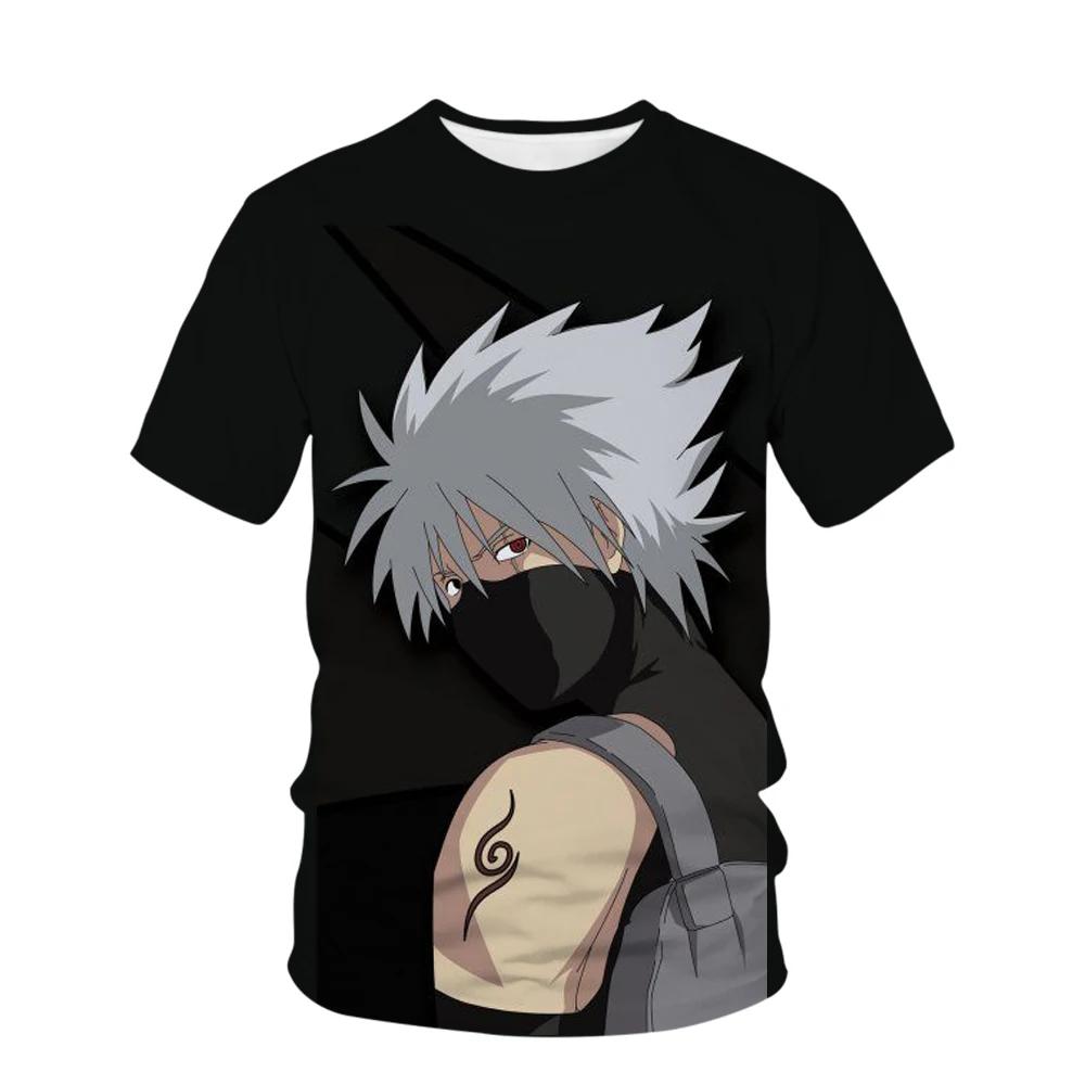 Sommer Naruto Hip Hop T-skjorter For Menn Anime Kakashi Streetwear O-hals Kortermet Herre T-skjorte Tegneserie Grafisk Topper Klær