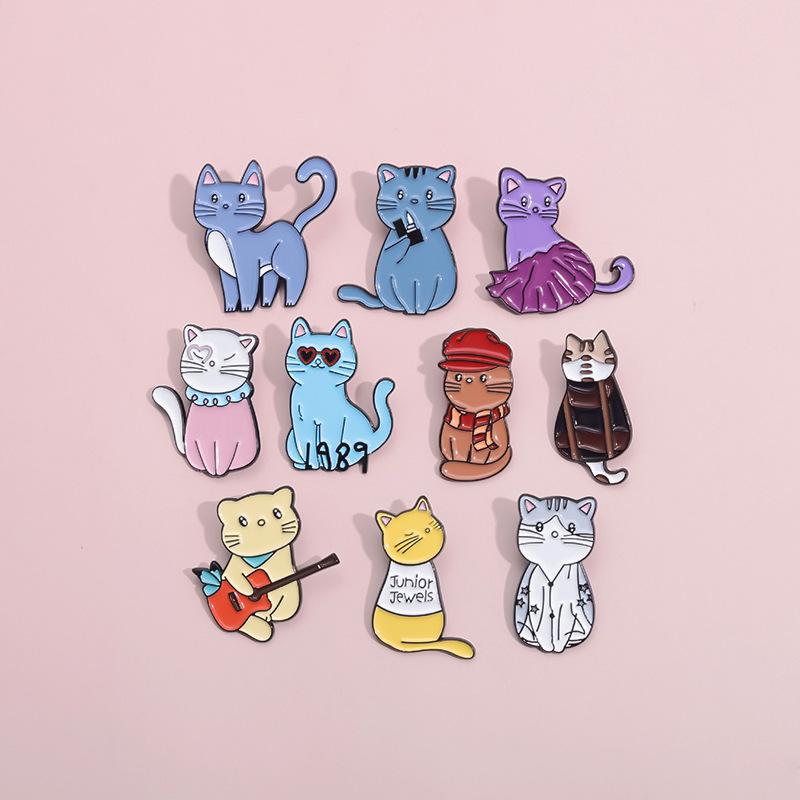 Cute Music Cat Enamel Pin Pop Music Albums 1989 Junior Jewels Cartoon Kitten Animal Brooch Lapel Badge Jewelry Gifts for Friends