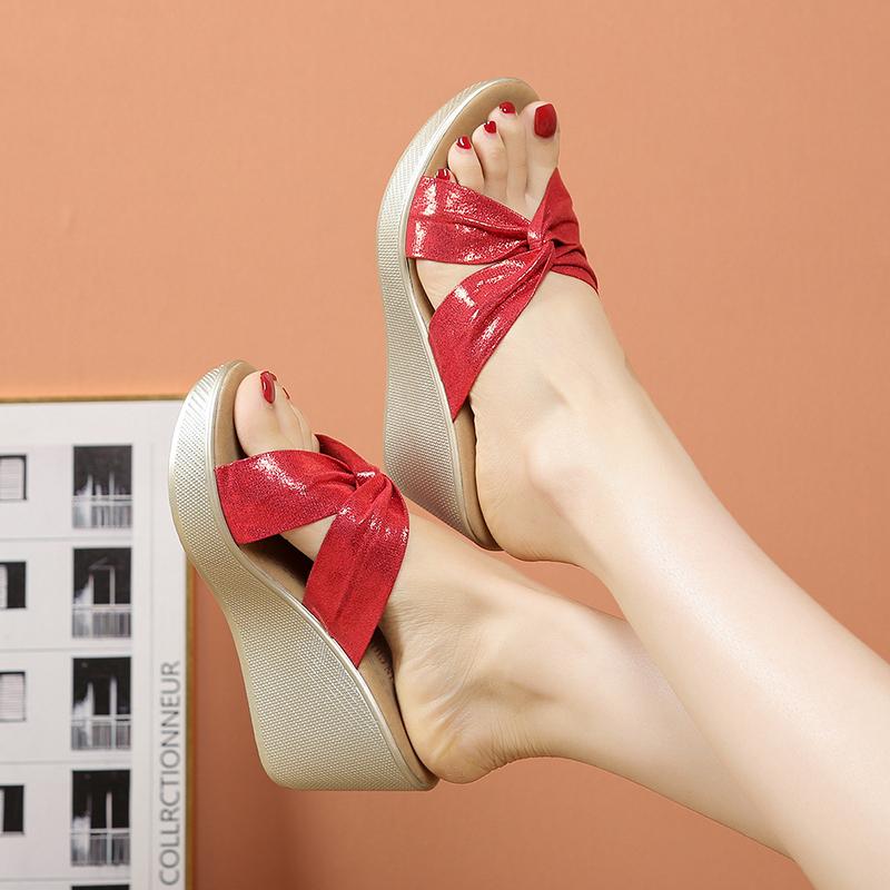 Fashion Women Slippers High Quality Summer Sandals New 2025 High Heels Shoes Women Platform Open Toe Elegant Slippers Slides Women