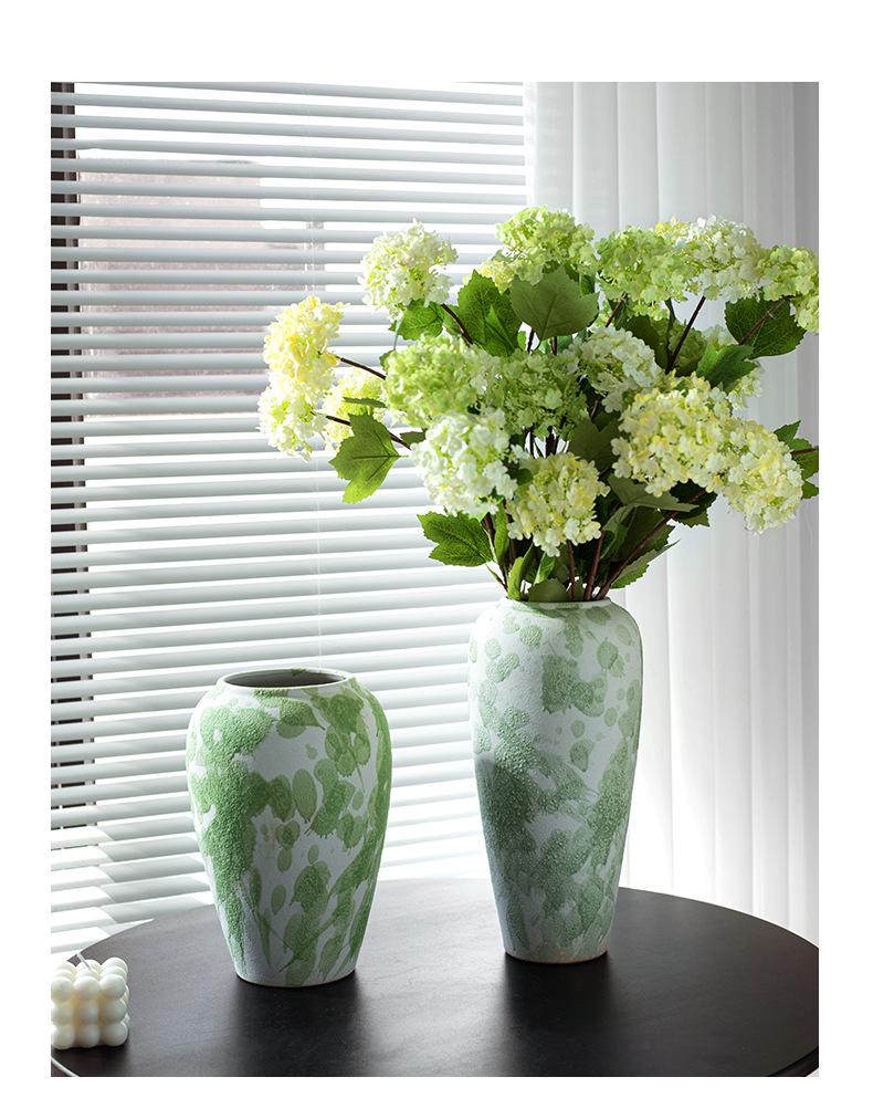 Wabi-Sabi Ink Splash Ceramic Vase: Elegant Retro Flower Arrangement for Living Room or Dining Table