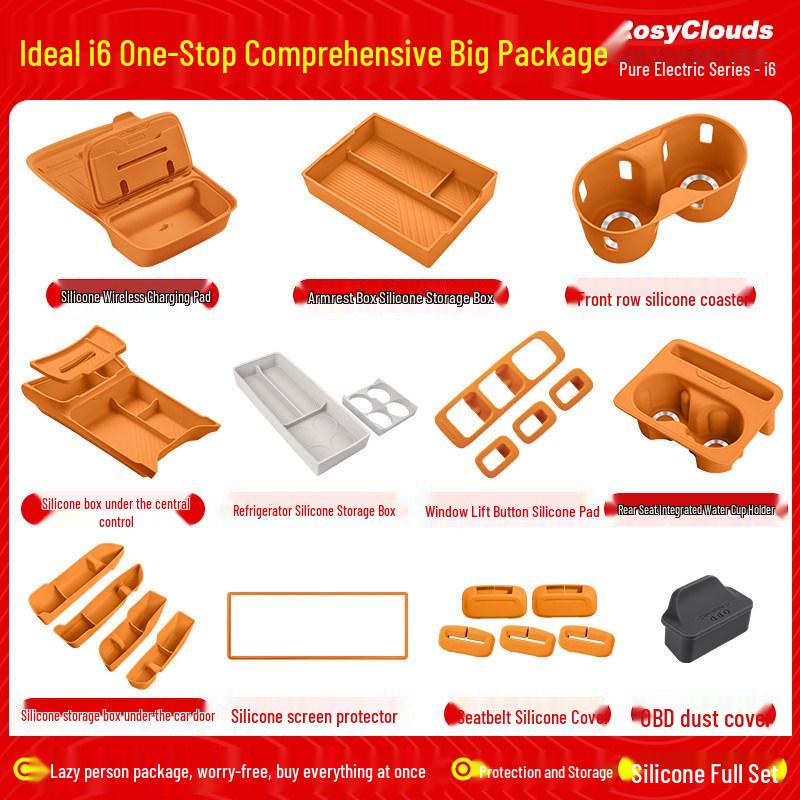 Ideal i6i8 Armrest Console Storage Box - Car Interior Silicone Organizer