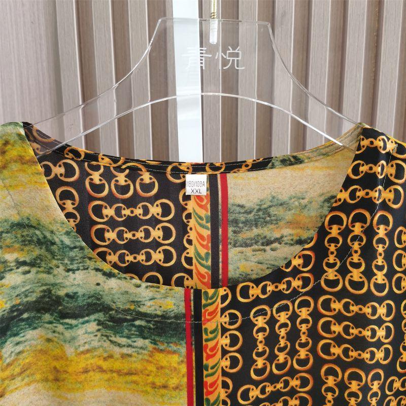 Mother's Day Gift Mother's Wear Silk Dress Summer Cool Thin round Neck Skirt Special Offer Plus Size