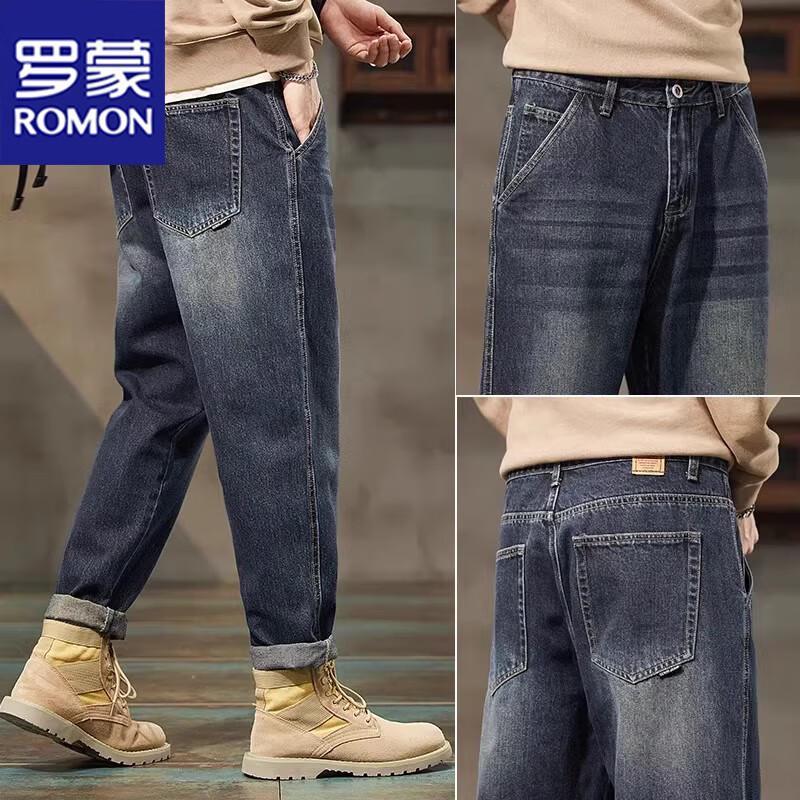 ROMON Men's Straight-Leg Loose Casual Jeans
