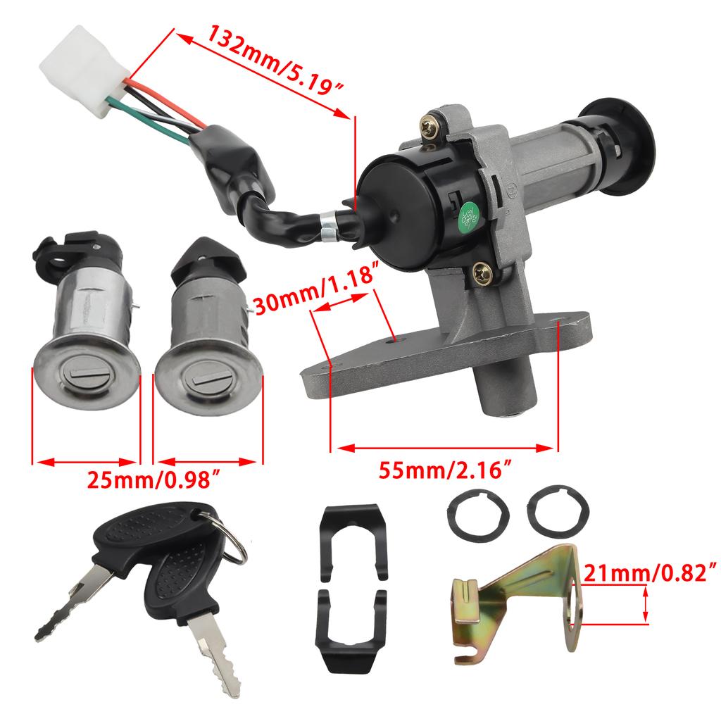 Motorcycle Ignition Switch Key Set Kit For Yamaha ZY100-12 Gas Scooter 50cc 150cc 139QMB GY6 Moped Scooter Moped