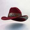 Embossed Band Western Cowboy Hat Vintage Stage Performance Hat Stylish Cowgirl Hat  For Women Man