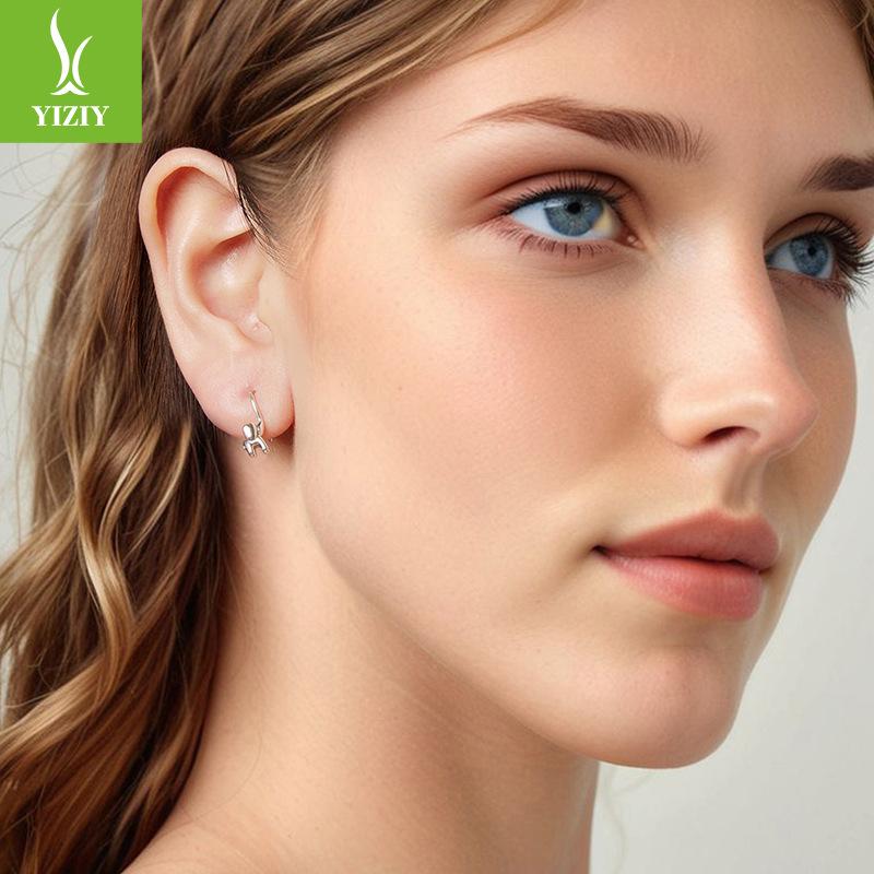 Animal Baby Elephant S925 Sterling Silver Ear Hook, Simple And Cute Animal Lucky Earrings Earrings