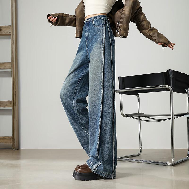 TonLion 2025 Autumn Women's Loose Wide-Leg Jeans with Side Details