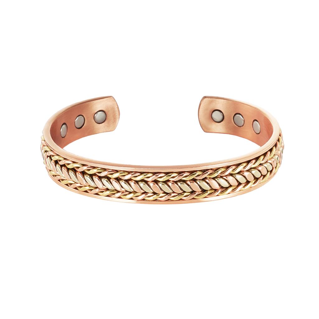 Pure Copper Bracelets Magnetic Adjustable Braided Cuff 12mm Bangles Soft Metal Resizable Health Jewelry Men Women