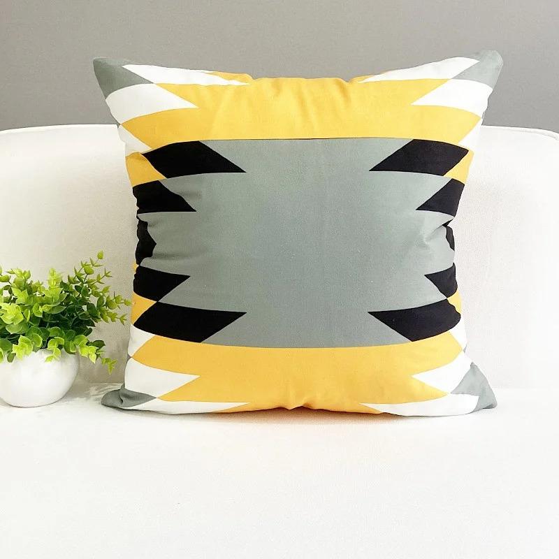Fresh Elk Animal Pillowcase Nordic Striped Black and Yellow Contrast Color Pillow Cushion Cover Sofa Living Room Home Decoration