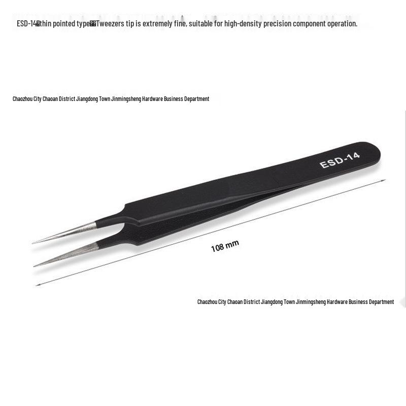 Anti-Static Stainless Steel Fine Tip Bent Tweezers for Precision in Eyelash, Eyebrow, Bird's Nest, and Hair Removal