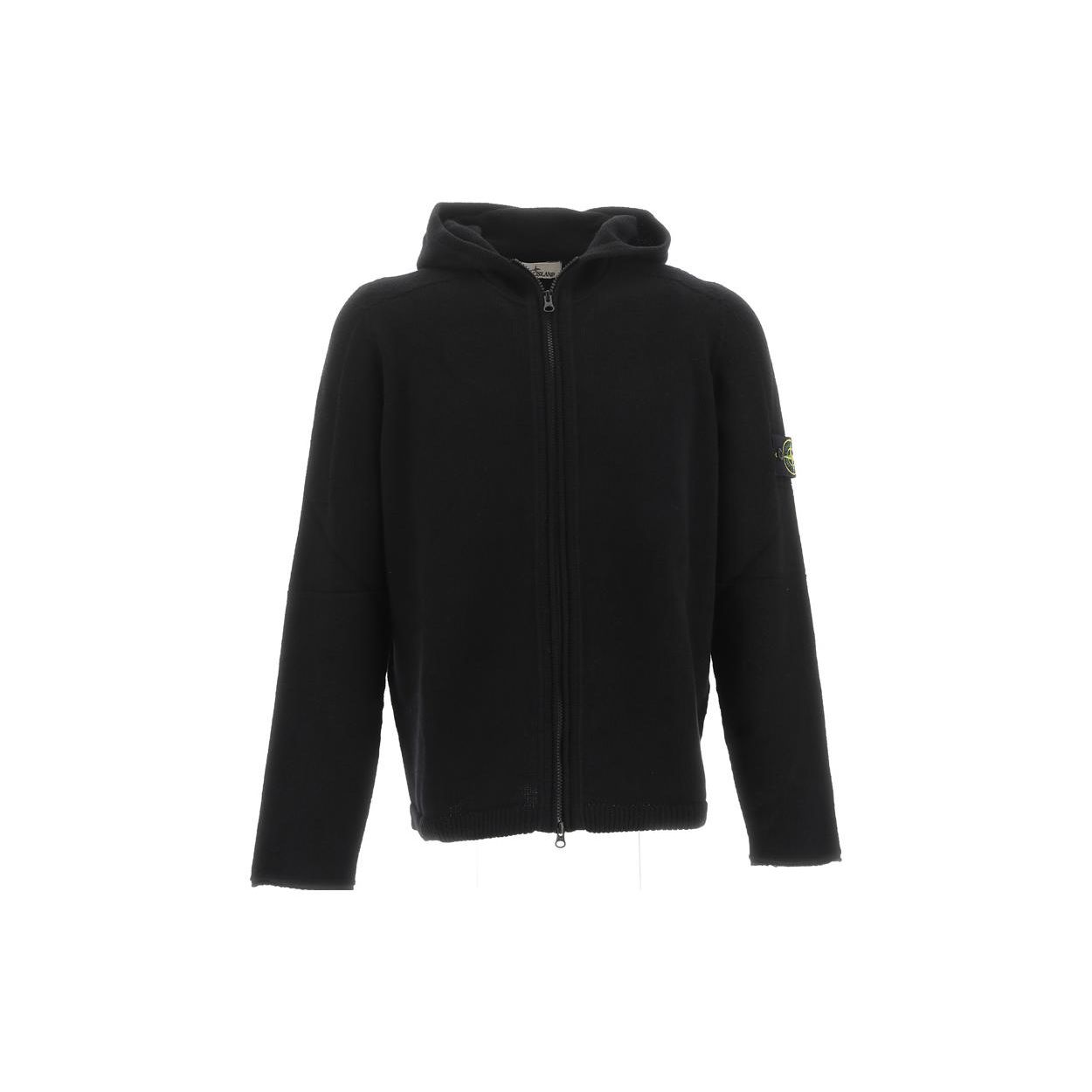 

STONE ISLAND Однотонный трикотажный свитер с капюшоном на молнии и длинными рукавами, мужской, черный 7915509A3-V0029 XL