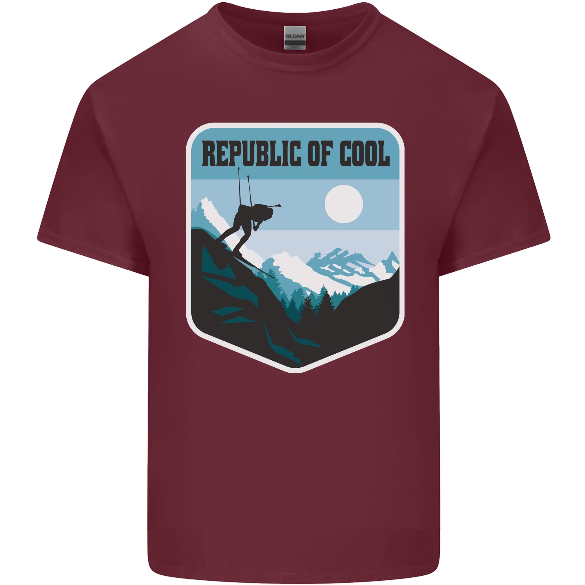 Republic of Cool Skiing Skier Ski Unisexs Light Cotton TShirt S