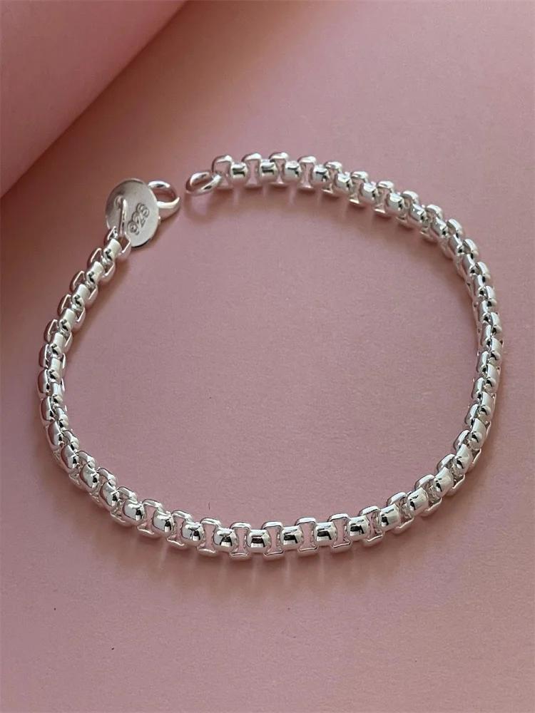 Lihong 925 Sterling Silver Bracelet Venetian Round Box Exquisite Women Fashion Wedding Party Gift Jewelry