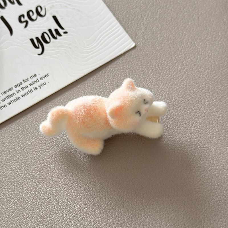 Cute Plush Kitten Hair Clip For Women Side Clip For Bangs Duckbill Clip Cartoon Hair Accessory