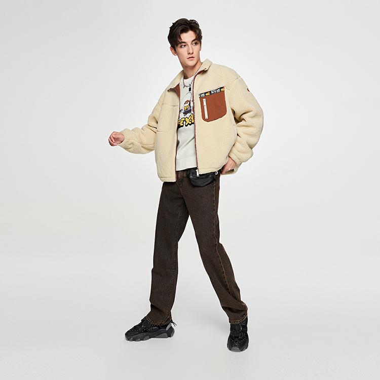 X I Am Not Fat Tiger Series FW23 Comfortable Version Zipper Imitation Lamb Fleece Cotton Jacket Men jackets Beige LMT007131204202A03034