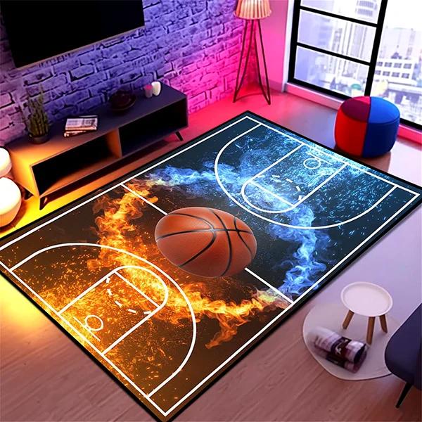 Creative Sports Area Rug Healthy ExerciseTeen Fantastic Basketball Enthusiast Carpet for Home Decor Kid Room ,Etc.