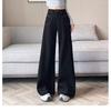 2025 Black High-Waist Flared Bell Bottom Pants - Women's Slimming Wide Leg Denim Trousers