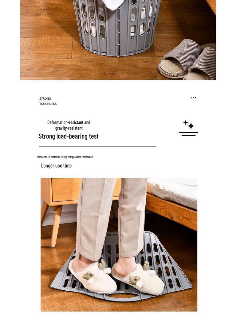Foldable Plastic Laundry Basket for Clothes and Toys - Hollowed-Out Design for Bathroom Storage