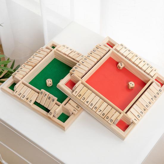 Shut The Box Board Game Educational Dice Strategy Game 2-4 Players Kids Adults Family Night Party Interactive Wooden Close The Box Toy