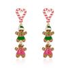 Christmas Heart Crutch Stacked Gingerbread Fringe Drop Earrings Xmas Holiday Dangle Earring New Year Jewelry Gift For Women Men