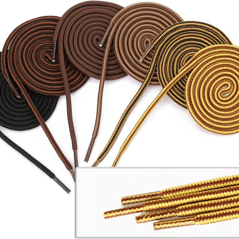 2 Pair NEW Heavy Duty Round Boot Laces Durable Striped Shoelaces for Hiking Work Boots Outdoor Sports Sneaker Shoe Laces