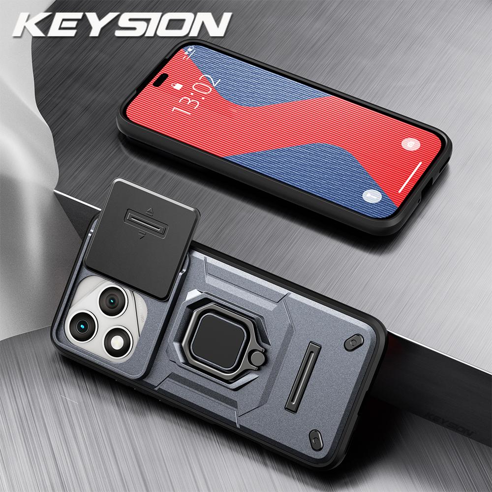 KEYSION Shockproof Armor Case for HONOR 400 Lite 5G Slide Camera Lens Protection Ring Phone Cover for Huawei Honor 400 Lite 5G