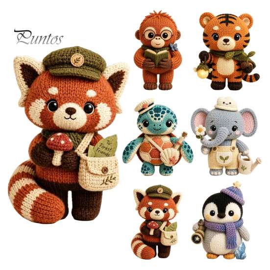 Decorative Knitted Figurine Handmade Doll for Kids, Soft Crochet Forest Animal Plush Toy, Cute Pendant Hand Woven Stuffed Doll, Unique Gift