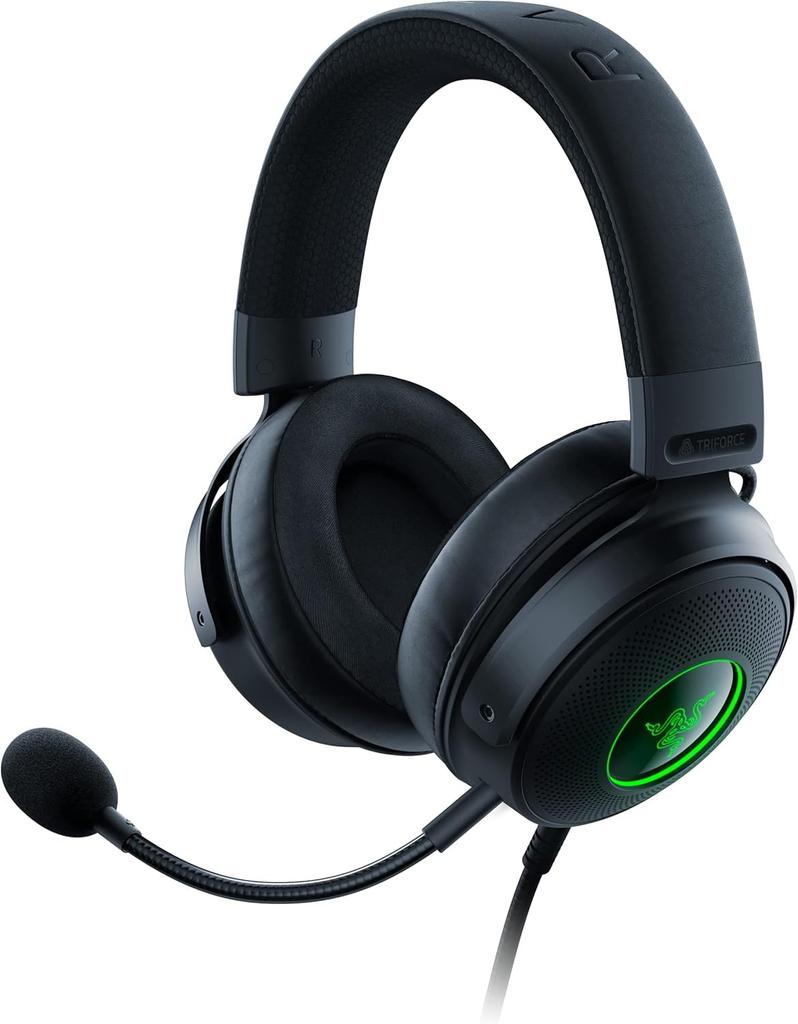Razer Kraken V3 Gaming THX Surround TriForce Titanium 50mm Unidirectional Hybrid Leatherette and Memory Foam Chroma RGB PlayStation Headset, USB, 7.1
