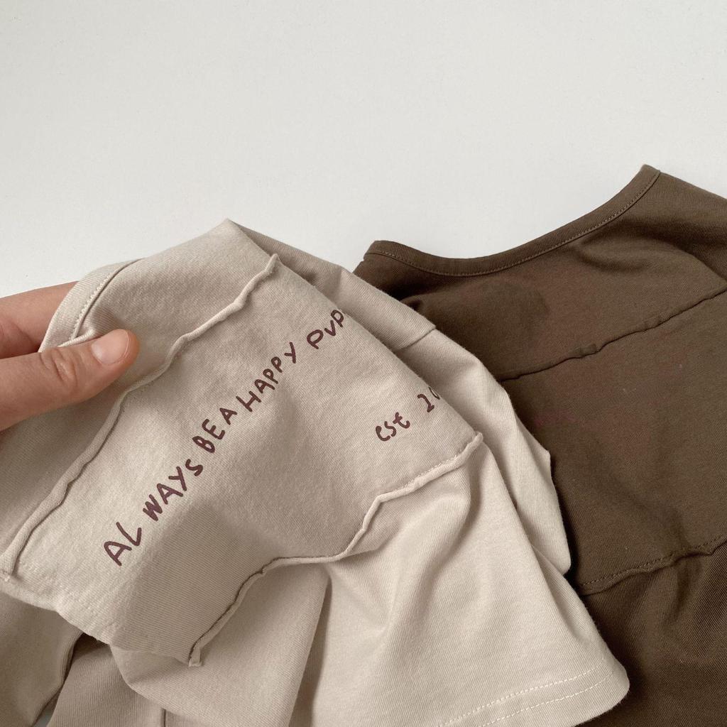 Korean-Style Unisex Children's Patch Print Long-Sleeve T-Shirt