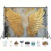 Large Golden Wing Wall Decoration - Polyester Party Banner with Textured Design, Room Decoration