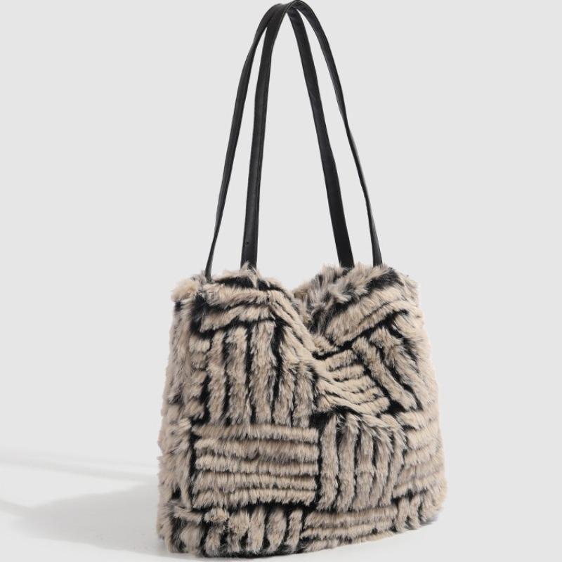 Сумка-тоут с вертикальным и горизонтальным узором, Маленький дизайн, Ретро и модная, Большая вместимость, Простая и элегантная