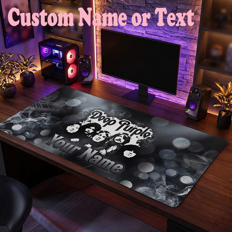 Deep Purple Customized Name Text Mouse Pad, Large Desk Mouse Mat Personalized Home Office Present