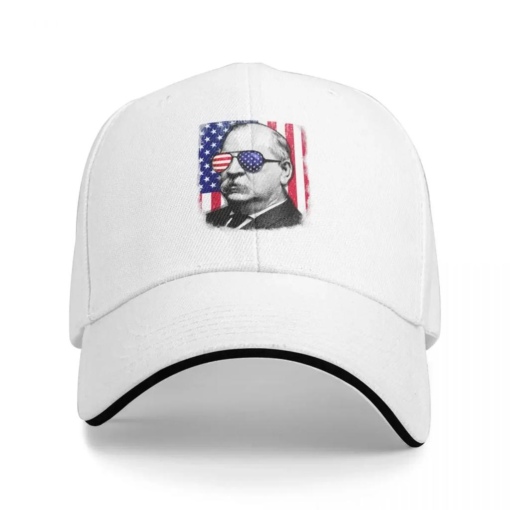 Grover Cleveland US flag TShirt 4th of July Baseball Cap Gentleman Hat Wild Ball Hat Hip Hop Women Hats Men's