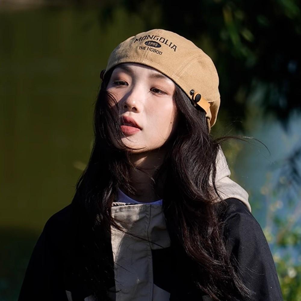 Adjustable Letter Embroidery Beret Flat Painter Cap Fashion Newsboy Cap  Outdoor