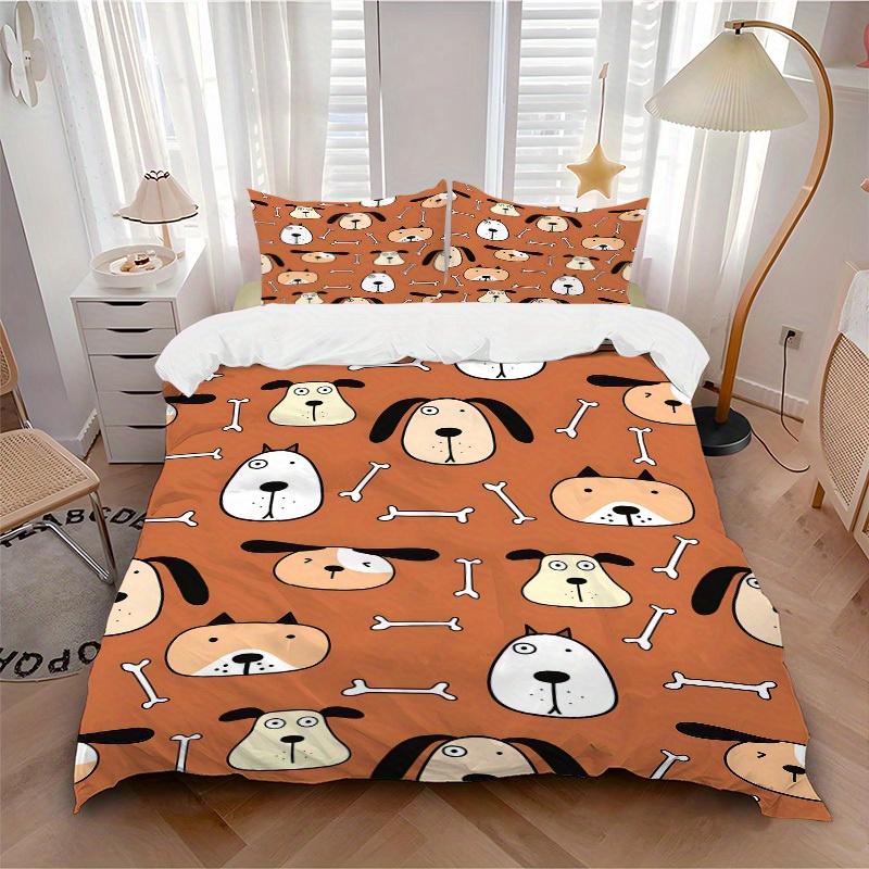 3pcs Dogs, Bones Bedding Set, Breathable and Soft, Suitable for All Seasons, Ideal for Home Use, Suitable for Bedroom Decor 21163